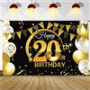 Bluelves 20 Anni Compleanno Festa Decorazioni Oro Nero, 20 Striscione di Compleanno, 20 Anni di Buon Compleanno Decorazione di Festa per Uomo Donna, Poster di Tessuto Sfondo Fotografico 20 Feste di Compleanno