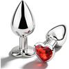 home harbor 2 Pezzi Plug Anale Set,Sex Toy Anali in Metallo,Giocattolo Sessuale Anale per Uomo e Donna,con dettaglio Base in cristallo,Ideale per uso personale o in coppia,facile da usare(rosso)
