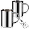 Wilhelm Sell® 2x tazze termiche 450 ml in acciaio inox - bicchieri a doppia parete con manico - resistenti, senza BPA e infrangibili - ideali per campeggio, viaggio e uso quotidiano (450ml - 2 pezzi)