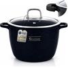 GOLDMANN pentola alluminio pressofuso da 28 cm e 10 L con rivestimento antiaderente in ceramica effetto marmo, coperchio in vetro, adatta a piani cottura a induzione e forno, senza PFOA.