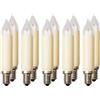 Hellum lampadine a incandescenza di ricambio 10 pz, 16V 7W E14, 905014 | Lampadine di ricambio E14 (Ø20 mm), 15 luci, 10 pz, per esterni, candela a stelo, 47 lm, per catene luminose