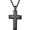 PROSTEEL Collana Crocifissa Uomo Ragazzo Croce Grande con Verso Bibbia, Catena Singapore Regolabile, Gioiello Religioso Cristiano, Acciaio Inossidabile, con Confezione, Nero
