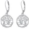 Eusense Orecchini Albero della Vita con Cuore con Zircone bianco, Orecchini Pendenti Regalo per Donna Ideale per Anniversario e San Valentino