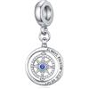 Eusense Charm Bussola in Argento 925 Sterling Charm Rosa dei Venti per Braccialetti Pandora Ciondolo Portafortuna Regalo per Donna e Uomo