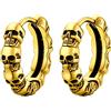 PROSTEEL Orecchini Huggie Acciaio Donna Oro Orecchini con Teschio Uomo Orecchini Punk Gotico, 13mm con Confezione Regalo