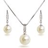 Schöner-SD SCHÖNER SD, set di gioielli con perle, con collana e orecchini pendenti fatti a mano e decorati con zirconi, in argento 925 rodiato e argento, colore: bianco crema, cod. Set-Fi14-w