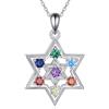 YAFEINI Collana Chakra Stella di David per Donna Collana in Argento Sterling con Ciondolo 7 Chakra Catena Stella di David Gioielli Yoga Regali per Ragazze