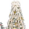 Hismir Puntale per albero di Natale, 130 x 38 cm, grande, con stelle filanti glitterate e nastro fantasia, decorativo per albero di Natale, ghirlanda, porta, festival, decorazione per la casa (oro