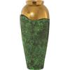 DRW Vaso alto da pavimento in ceramica in verde e oro 32x32x80 cm