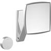 Keuco Specchio ingranditore da parete braccio inclinabile, illuminazione LED variabile, ingrandimento 5x, passacavo sottotraccia, 20x20 cm, quadrato, cromato, iLook_move