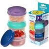 Sistema Mini Bites TO GO barattoli per snack | 130 ml | Contenitori per snack impilabili con coperchio | Coperchi verdirosa e blu | 3 pezzi