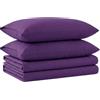 Tribeca Living Luxury Solid Flannel Deep Pocket Sheet Set, Flanella, Purple, Queen