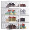 SONGMICS Scatole per Scarpe, Contenitori per Scarpe, Organizzatori Portascarpe Pieghevoli e Impilabili, Fino alla Taglia 43, Set di 8, Trasparente e Bianco Nuvola LSP066W08