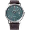 Orient Contemporary Symphony III - Orologio Uomo Automatico E A Carica Manuale Meccanico Casual Cinturino In Pelle Marrone Cassa In Acciaio Inox Quadrante Analogico Verde - RA-AC0F13E
