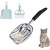 HFYMXNB Paletta per lettiera in metallo, Paletta Lettiera Gatto,Grande Paletta per Lettiera per Gatti,per Lettiere per Gatti, 34.5 * 13 cm, Grigio con Set di Scope in Plastica