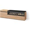 Skraut Home | Mobile TV Soggiorno | Ampio spazio a disposizione | 150x45x35cm | Per TV fino a 65 | Camino elettrico | Stile moderno | Rovere e nero