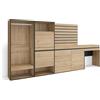 Skraut Home | Scarpiera | Mobile Salvaspazio | 297x145x35 cm | Camera da letto, stanza | Armadio Aperto | Cassettiera | Pannelli Decorativi | Tavolo da toeletta | Stile moderno | Rovere