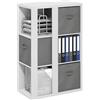 Furinno VIOLA Libreria A 3 Ripiani, Libreria Portaoggetti A Cubi Con Ripiano Aperto, Con Contenitori, Per Soggiorno, Camera Da Letto, Ufficio Domestico, Bianco/Grigio Chiaro
