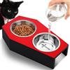 Teenyyou Ciotole gotiche per cibo per gatti rialzate di 5° in legno rialzate per gatti per interni con 2 forniture di acqua alimentare in acciaio inossidabile per gli amanti degli animali di Natale