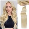 WIGNEE Double Invisible Pu Ovo Extension Capelli Umani 100% Remy Capelli 2 Pezzi 20 pollici Senza Colla Genius Micro Bead Extension Capelli Umani Reali (613)