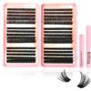 Silkiwinki Kit Completo Ciglia Finte Ciuffetti, 580PCS Extension Ciglia 10-16MM con Colla, Rimosore e Libro, Facile da Applicare (60D+80D+100D)