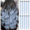 ELNX 10 Estensioni di Capelli Blu | Extension con Clip da 22 | Lunghi Capelli Lisci Colorati Sintetici con Clip per Ragazze, Bambini, Donne, Uso Quotidiano, Feste, Natale (Blu Ghiaccio)