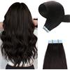 YILITE Extension Capelli Veri Biadesivo 20 PCS/40G Silky Straight Pelle Weft Nastro Extension Biadesive Capelli Veri Tape in Hair Extensions (35cm #1B Nero Naturale)