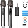 Depusheng Microfoni senza fili, sistema microfono karaoke, microfonos Inalambricos con ricevitore ricaricabile, microfono dinamico cordless per canto, matrimonio, DJ, festa, discorso