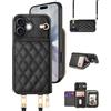 OCASE Custodia Portafoglio per iPhone 17, Custodia in Pelle con Cerniera, Porta Carte con Blocco RFID, con Tra Collo Regolabile Rimovibile, Protettiva Antiurto Cover per iPhone 17 - Noir
