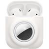 kwmobile Custodia 2 in 1 compatibile con Apple Airpods 1 & 2 e AirTag - Cover Cuffie Bluetooth - Protezione in Silicone con Moschettone - bianco