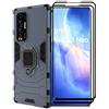ESTH® Custodia per Oppo Find X3 Neo con 2 Pezzi Pellicola Protettiva, 360° Rotante Staffa [Compatibile con Supporto Magnetico per Auto], Cover Paraurti PC+TPU, Blu