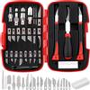 Swpeet Set di 30 coltelli di precisione, colore rosso, per hobby, con lame #1#2#4#7#10#11#12#17#19#20 lame, gancio/lame appuntite, sgorbia U/V, manico del coltello, ago, arenaria, pinzette per lavori