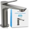 Bächlein Rubinetto da bagno Aldeya dal design moderno, miscelatore monocomando con cartuccia in ceramica resistente e kit di montaggio, rubinetto da bagno antracite