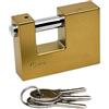 FAST WORLD SHOPPING Lucchetto Corazzato Antiscasso con 3 Chiavi, Catenaccio in Ottone con Grillo 9 mm, Sicurezza per Moto, Serranda, Cancello e Garage, Alta Protezione, Lunghezza 70 mm