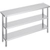 VEVOR Tavolo per La Preparazione degli Alimenti in Acciaio Inossidabile, Tavolo da Lavoro da Cucina Commerciale 356 x 1524 x 864 mm 2 Ripiani Inferiori Regolabili, per Barbecue, Cucina, Casa, Garage