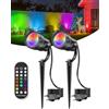HIBOITEC 12W RGB Faretti da Giardino picchetto per Natale con Puntale a Terra + Telecomando, Faretto LED Dimmabile Controllo Cambio Colori con Alimentazione Elettrica, Timer Impermeabile per Giardino