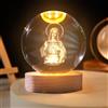 FUFRE Sfera di cristallo luce notturna, in preghiera 3D con base in legno, decorazione natalizia in vetro, pianeta di Gesù croce, regali religiosi per la decorazione di interni (Nostra Signora)