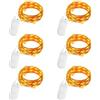 Gcstnn 6 Pezzi Stringa Luci LED a Batteria, 2M 20LED Mini Lampada a Fili di Rame, Impermeabile Catena Luminosa per Natalizi, Halloween, Feste, Matrimonio, Interni Decorazione (Arancione)