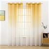 MIULEE Tende Voile 2 Pannelli Trasparenti con Occhielli Romantica Resistente per Salotto Camera da Letto Facile da Installare 140X260 CM Arancione