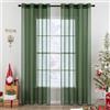 MIULEE Tende Lino Trasparenti Verde Scuro con Occhielli, 2 Pannelli 140L x 260A cm - Tende Soggiorno & Camera da Letto Filtranti Luce per Interni