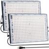 BOSITE 2 Pezzi Faretto LED da Esterno 300W, 30000LM Faro LED da Esterno, 3000K Luce calda, Impermeabile IP65 Faretti led esterno, Proiettore LED per Giardino, Patio, garage,parco