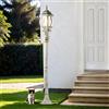 Licht-Erlebnisse Lampada da esterno con sensore di movimento in alluminio e vetro bianco-oro IP44 giardino 123,5 cm di altezza E27 Lanterna rustica lampada da esterno BREST