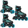 RAVEN 3in1 Inline Skates Pattini in linea Triskates Pattini a rotelle per bambini e adulti regolabili (Vella Black/Mint, 37-40 (23,5-26cm))