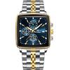 Poedagar Orologio da polso maschile di lusso impermeabile luminoso in acciaio inossidabile orologio cronografo data business casual orologi da uomo al quarzo, Oro blu, Bracciale