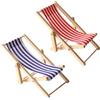 CAIKAILIOR 2 mini sedie a sdraio decorative piccole, in miniatura, 1:12, in miniatura, pieghevole, in tessuto, colore blu e bianco, 11 x 5 cm, per spiaggia, bambole, giardino, micro paesaggio fai da te