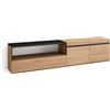 Skraut Home | Mobile TV Soggiorno | Ampio spazio a disposizione | 200x45x35cm | Per TV fino a 80 | Mobile Soggiorno | Stile moderno | Rovere e nero