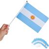 Runesol Confezione da 12 bandiere dell'Argentina, 14 cm x 21 cm, mini bandiere su bastoncini, decorazioni per feste e sport per eventi come Wimbledon e Copa America
