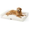 COZY KISS Cuscino Ortopedico per Cani in Pelo Sintetico, Divano-Letto Ergonomico per Cani di Taglia Molto Grande, 120x88x17 cm - Design a Corda, Lavabile, Antiscivolo, Crema XXL