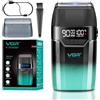 VGR :VGR 308 Rasoio Elettrico Barba Professionale Senza Fili, Foil Shaver con Lama a Doppio Strato in Titanio Floating E Motore da 9000RPM, Rasoio Barba Elettrico con Display LED, Ricarica USB, Verde