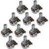 FLEOR Mini Potenziometri per chitarra A500K-Ohm Audio cono zigrinato grosso albero diviso 15 mm potenziometro con baionetta, 10 pezzi